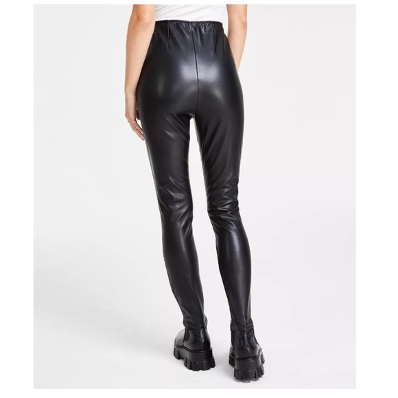 Tinseltown Juniors' Faux Leather High-Rise Skinny Pants - Black, Size L - Picture 3 of 5